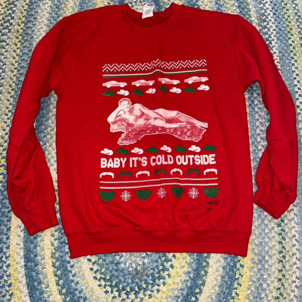 Old Row Gildan Red Crewneck Sweater - Festive Design